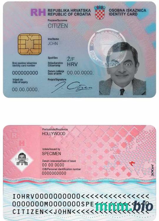 Szablon dowodu osobistego Chorwacji w PSD, w pełni edytowalny